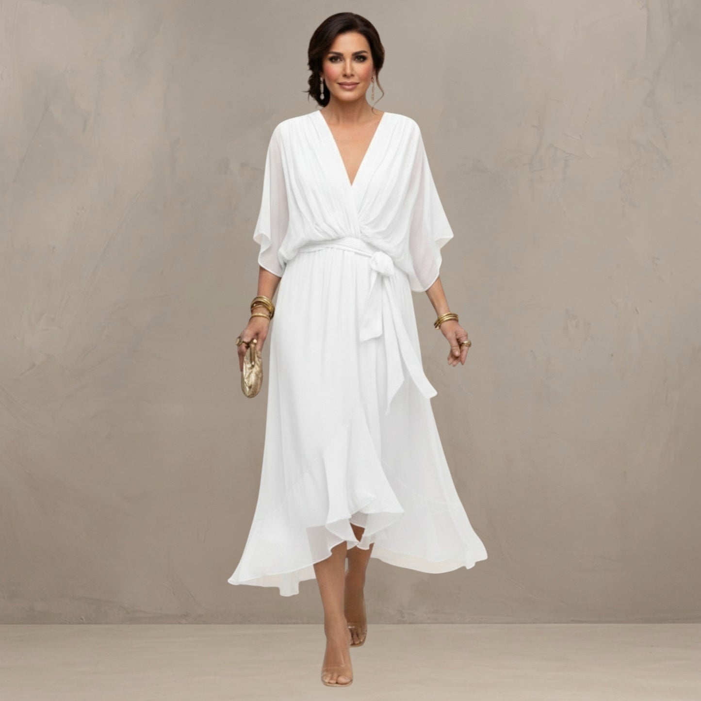 Marta™ | Elegante Abito Midi in Chiffon
