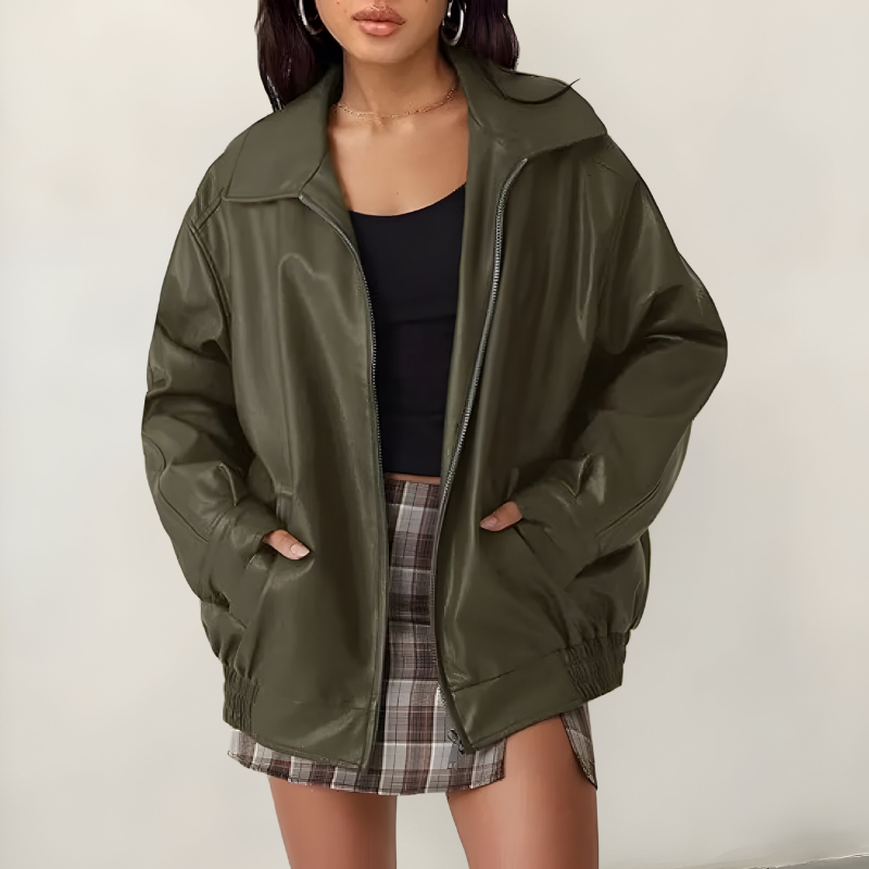 Mira | Giacca oversize elegante in pelle