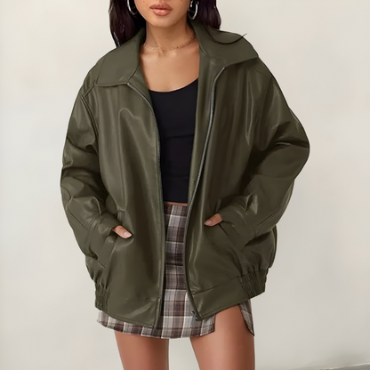 Mira | Giacca oversize elegante in pelle
