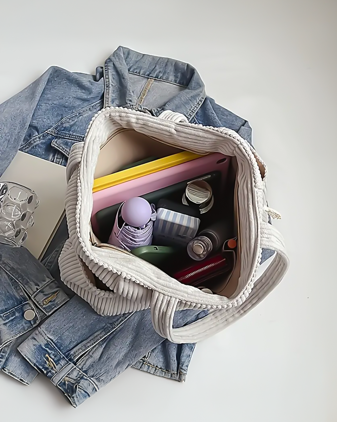 Lea | Borsa a coste con dettaglio coulisse (1+1 Gratis)