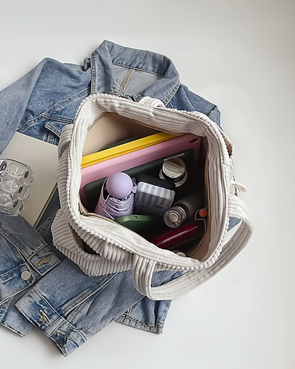 Lea | Borsa a coste con dettaglio coulisse (1+1 Gratis)