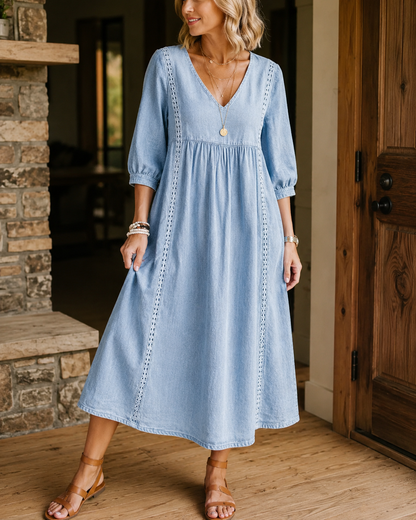 Nessa™ | Abito Midi Con Dettagli In Pizzo
