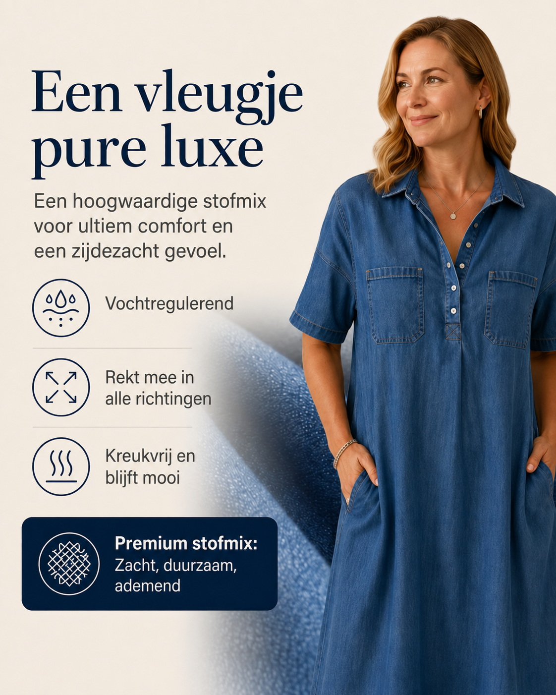 Édith™ | Abito Midi in Denim con Blusa Coprente per Pancia