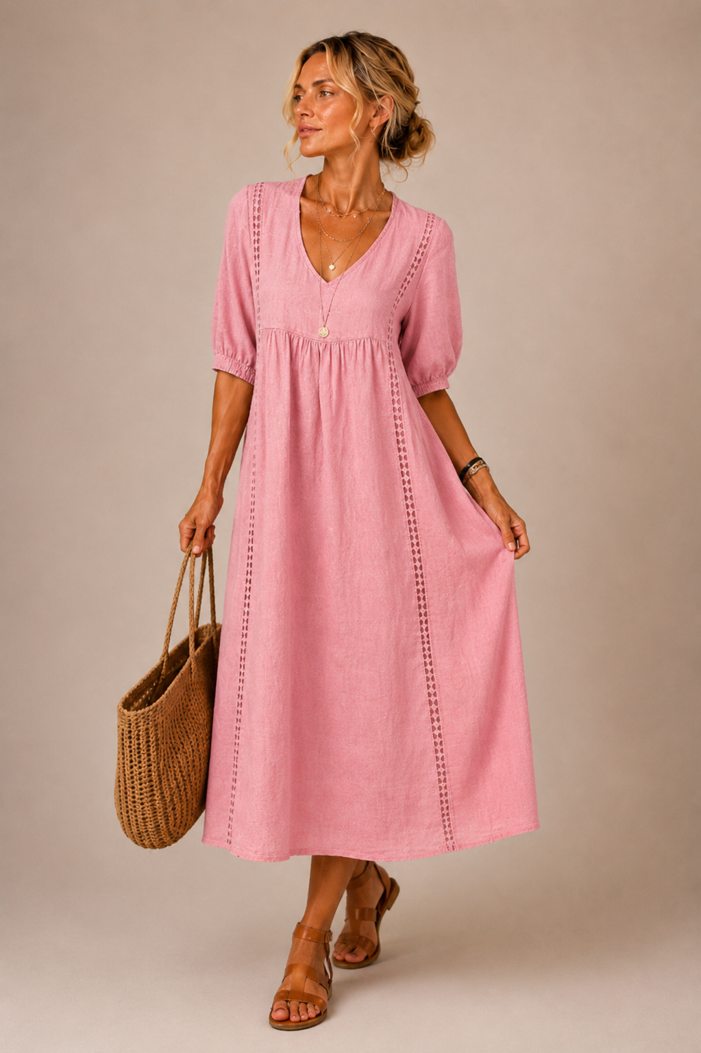 Elena™ | Abito Midi in Lino Leggero