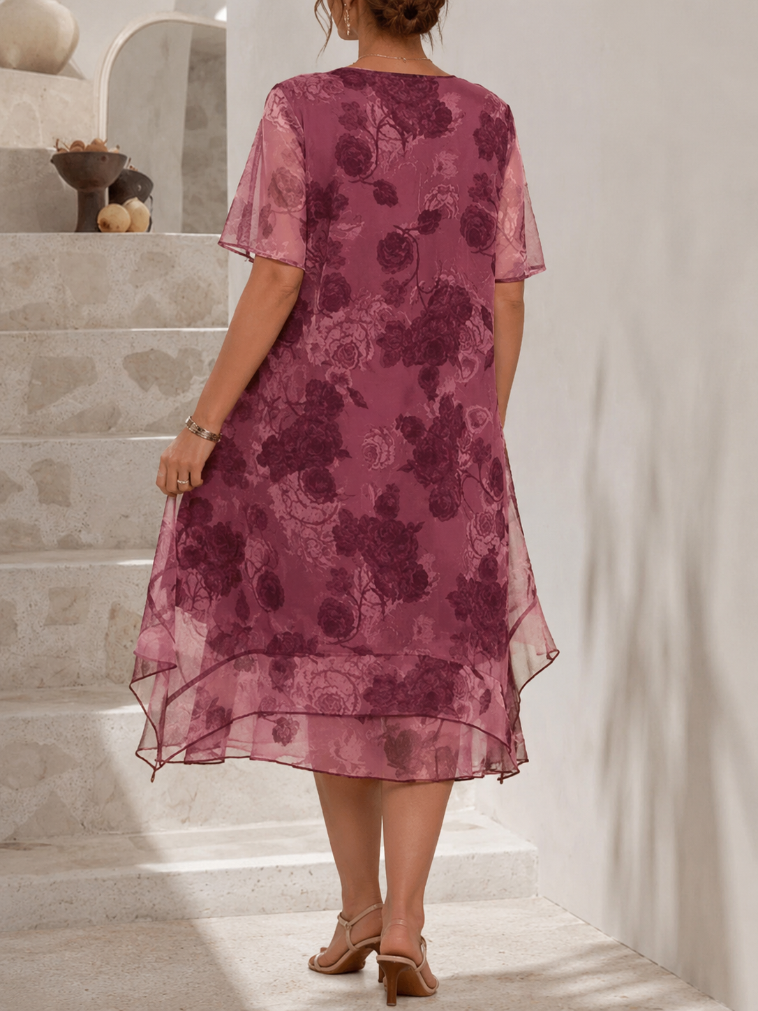 Lune™ | Abito Midi Pieghettato Camuffa Pancia