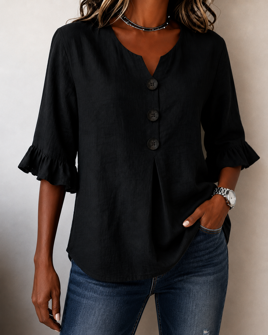 Amelie™ | Blusa Camuffa Pancia con Bottoni