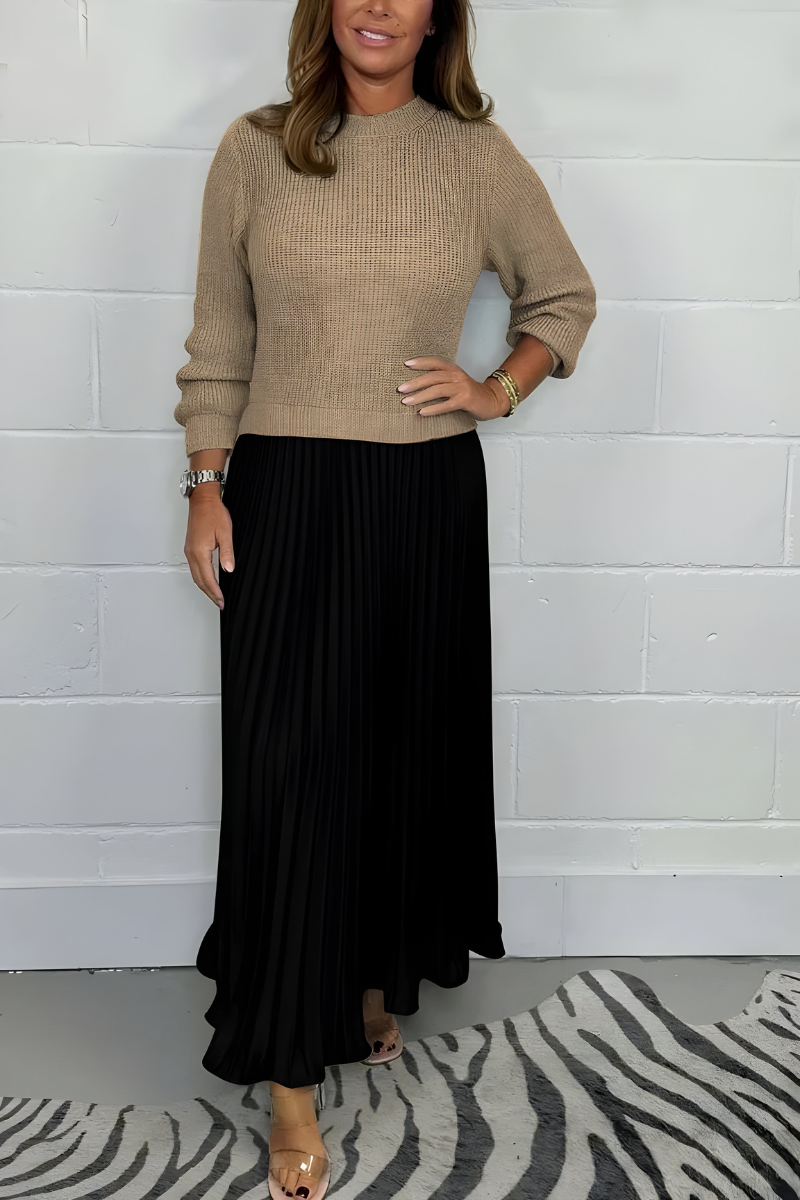Elara™ | Elegante maxi abito plissettato