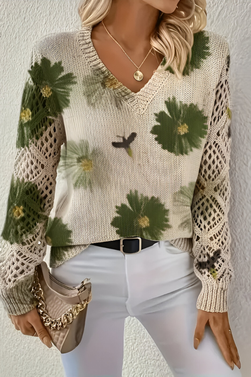 Aurélie | Elegante Maglione con Motivo Floreale