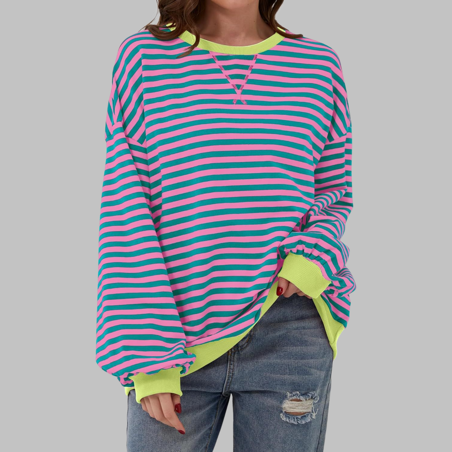 Juna™ | Maglione casual a righe rilassato