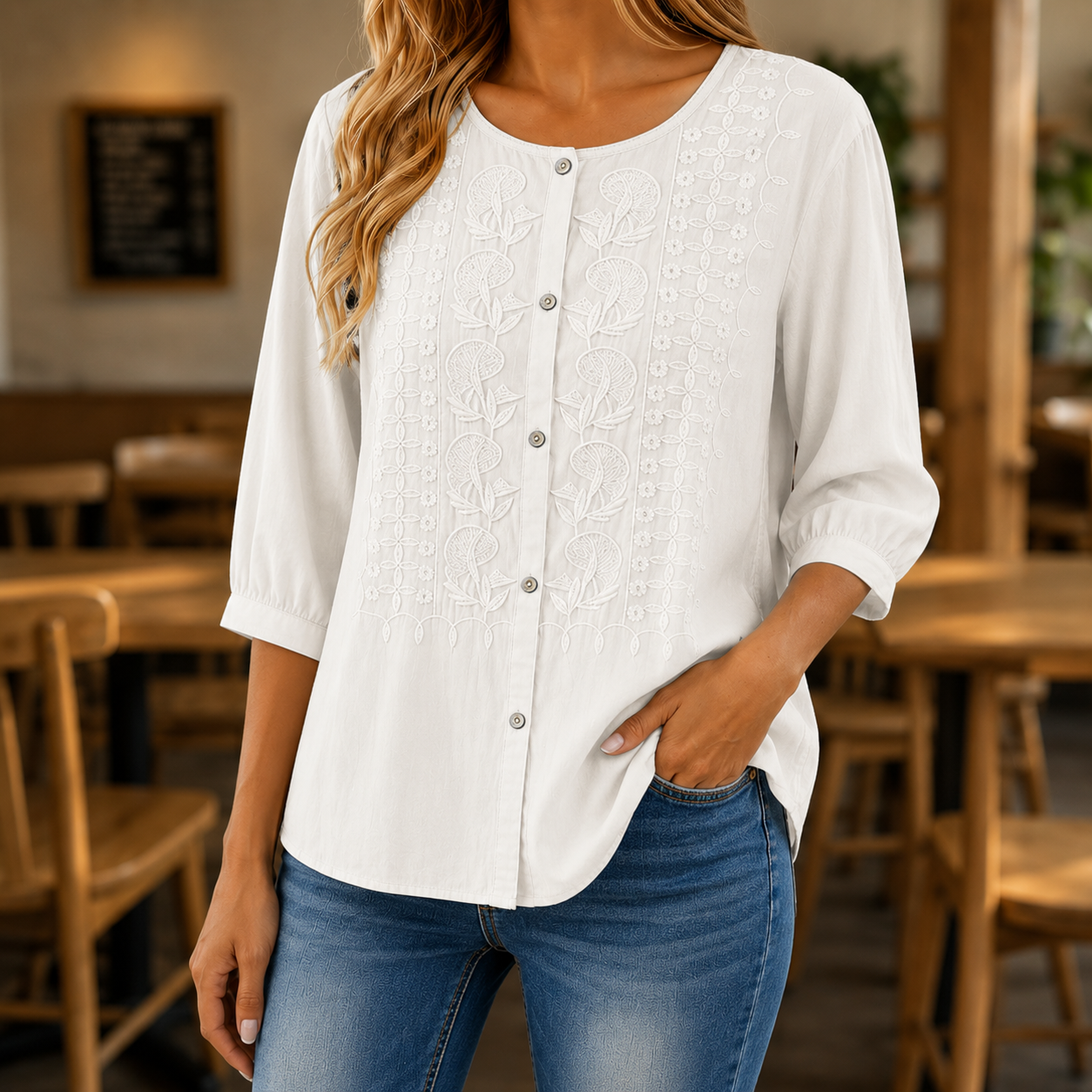 1 + 1 gratis Amelie™ | Elegante Blusa Ricamata