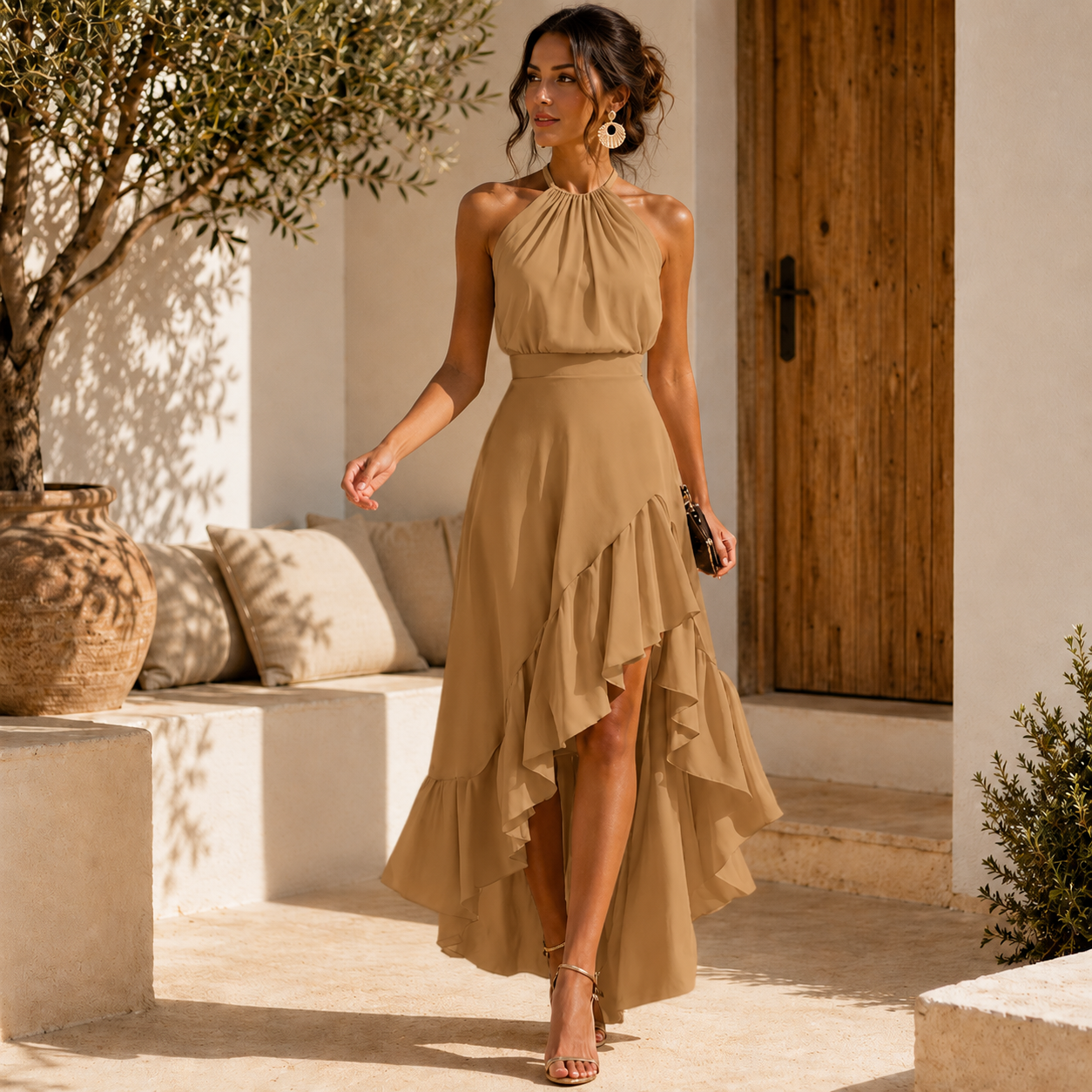 Celina™ | Abito Midi Camuffa Pancia con Volant