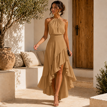 Celina™ | Abito Midi Camuffa Pancia con Volant