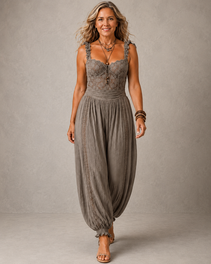 Léonie™ | Tuta in Pizzo con Pantaloni Ampi