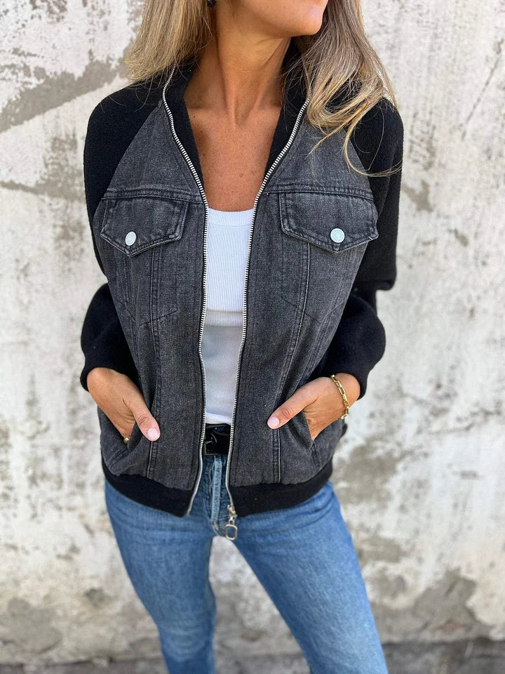 Lena™ | Giacca di Jeans alla Moda con Dettagli in Fleece