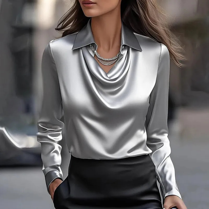 Neli™ | Blusa lucida chic con maniche lunghe