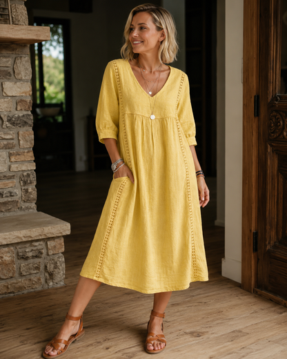 Nessa™ | Abito Midi Con Dettagli In Pizzo