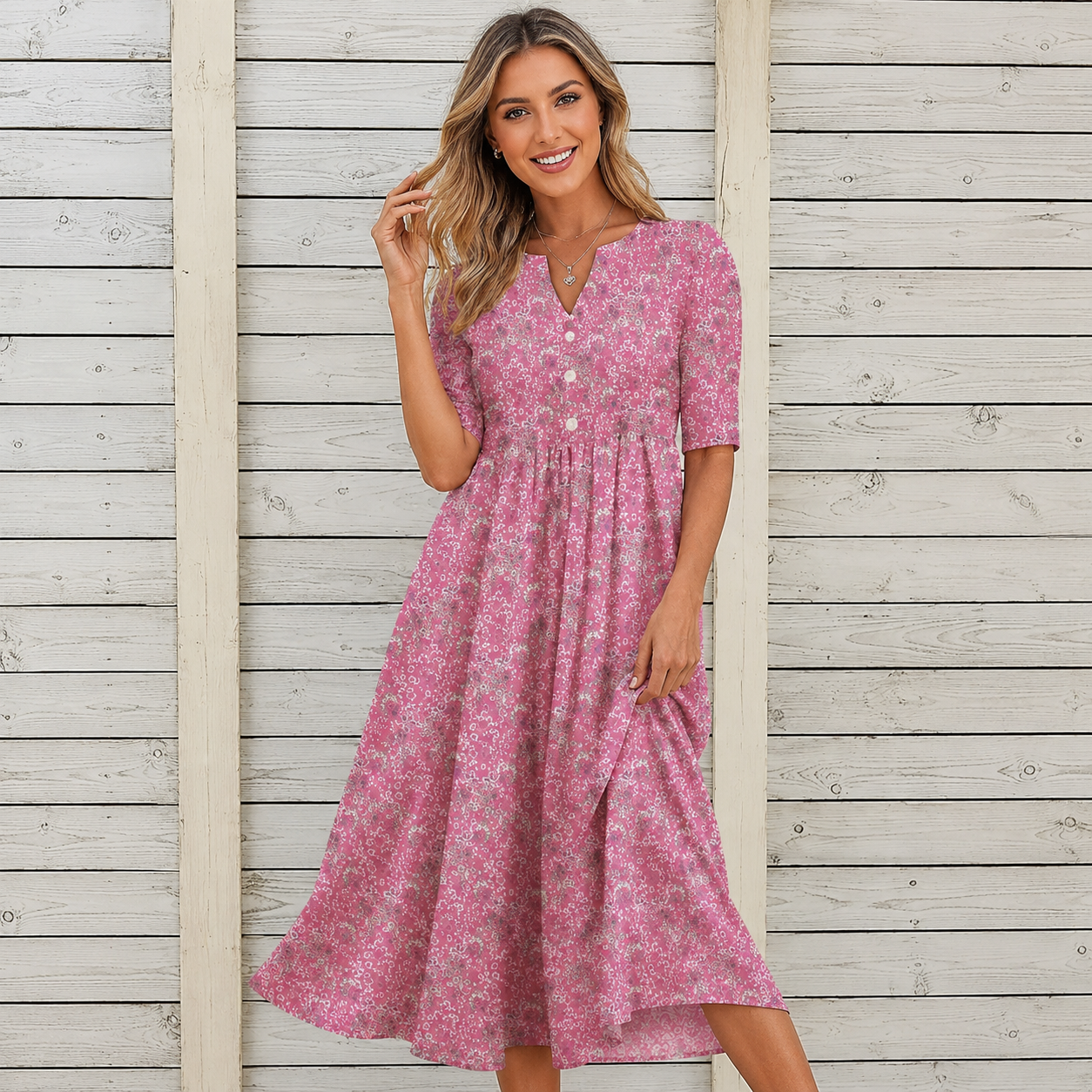 Danica™ | Abito Midi Floreale Camuffa Pancia