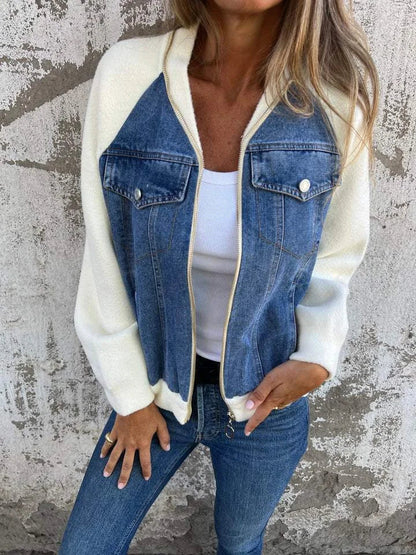 Lena™ | Giacca di Jeans alla Moda con Dettagli in Fleece