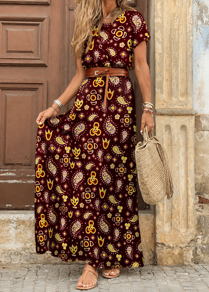 Sarisa™ | Abito Maxi a Fiori con Cintura Camuffante per Pancia