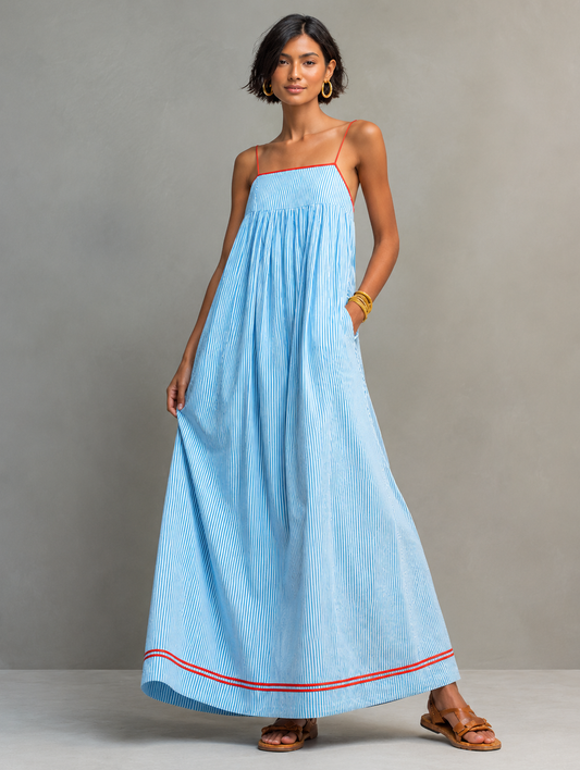 Elina™ | Maxi Abito A Righe Leggero
