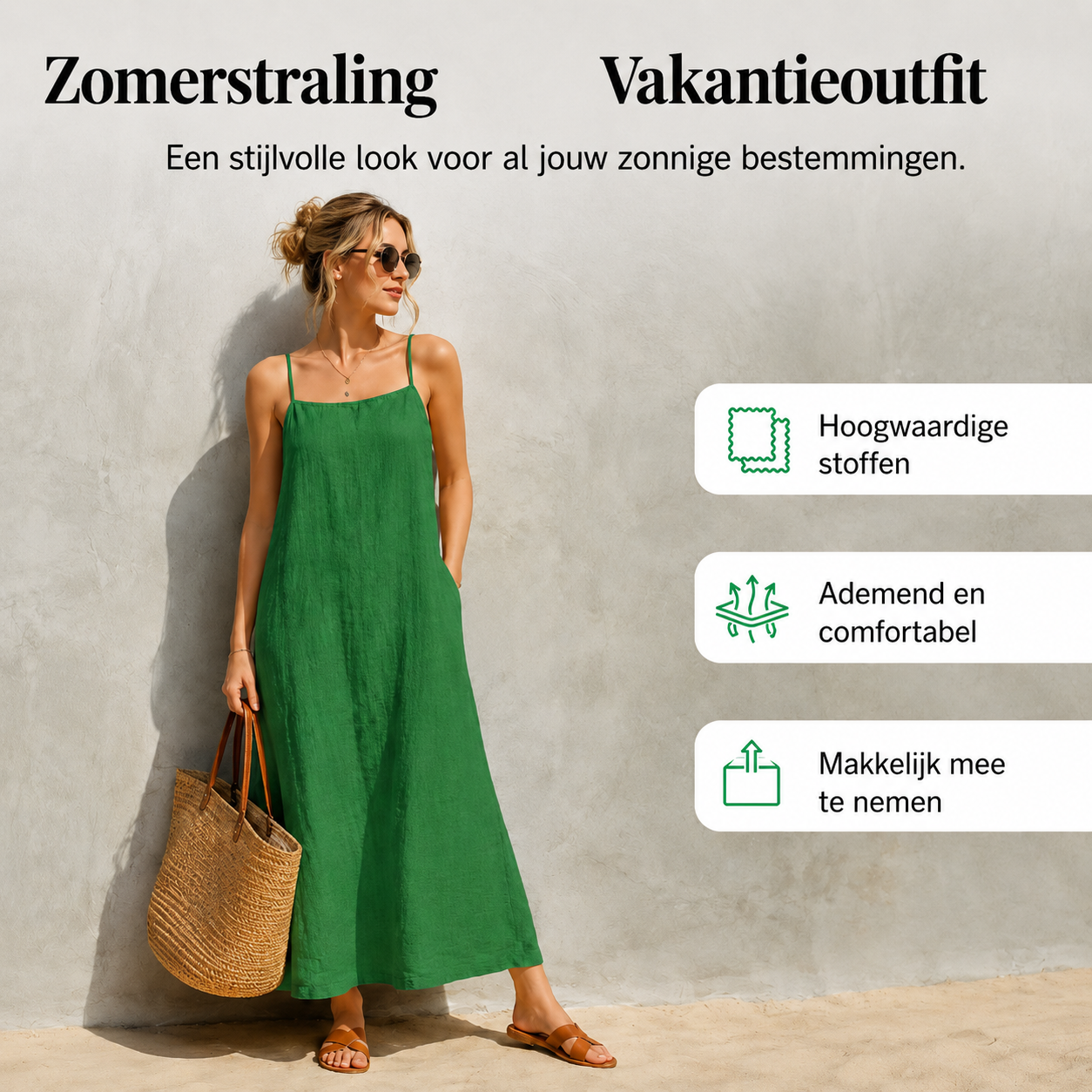Ivara™ | Maxi Abito in Stile Lino con Copertura per Pancia