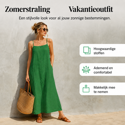 Ivara™ | Maxi Abito in Stile Lino con Copertura per Pancia