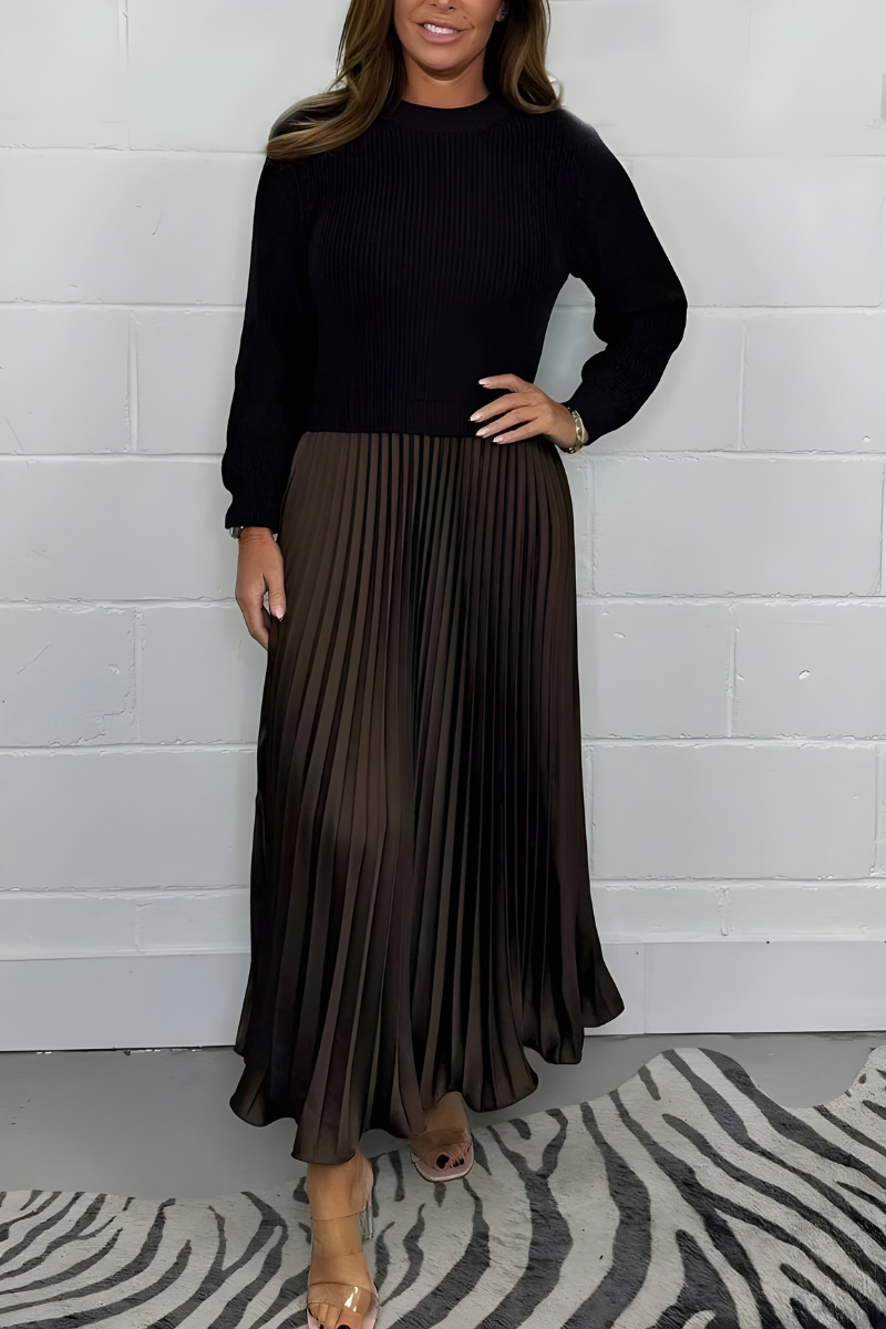 Elara™ | Elegante maxi abito plissettato