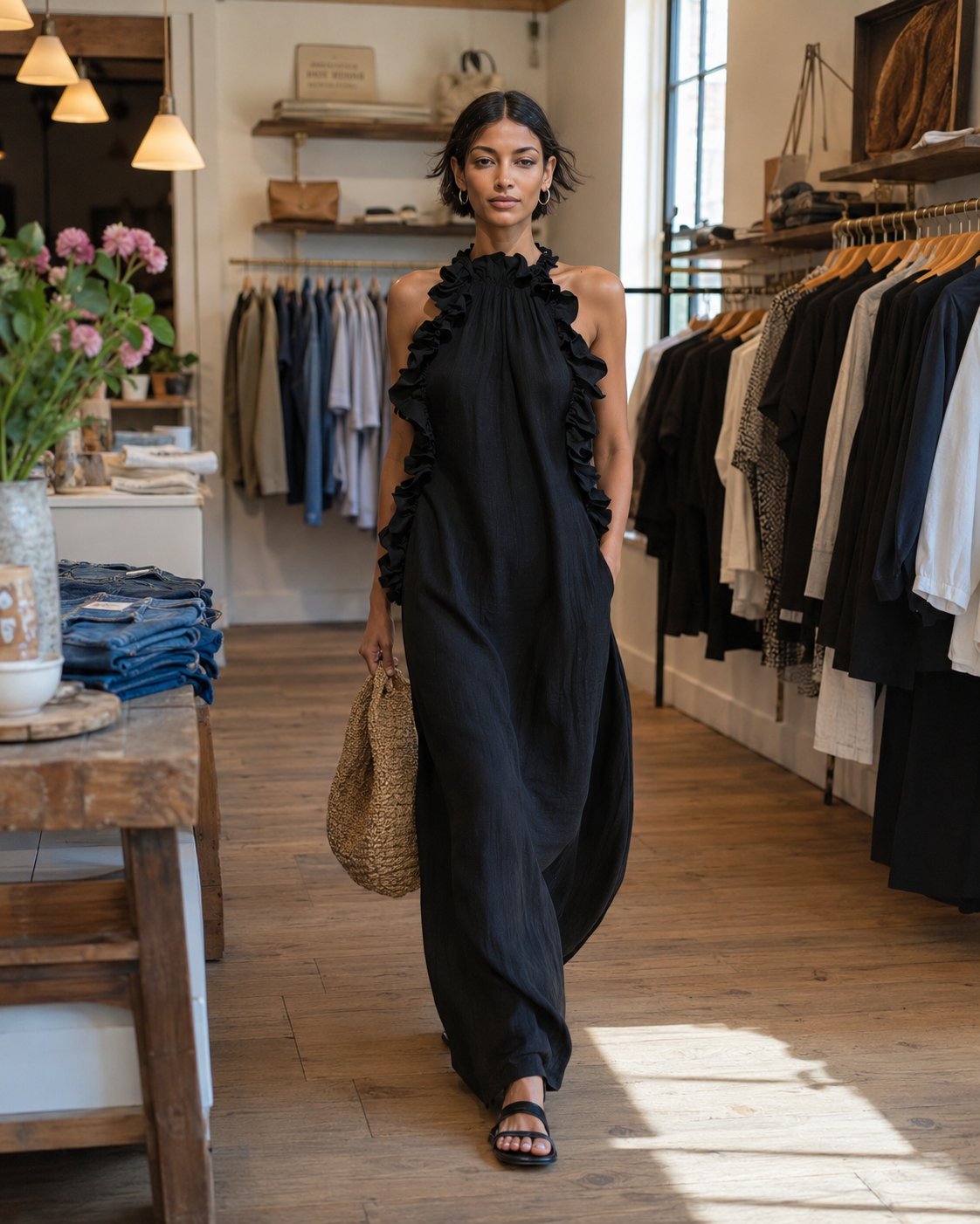 Isolde™ | Abito Maxi Con Ruches Che Copre La Pancia