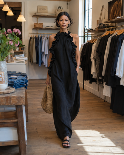 Isolde™ | Abito Maxi Con Ruches Che Copre La Pancia