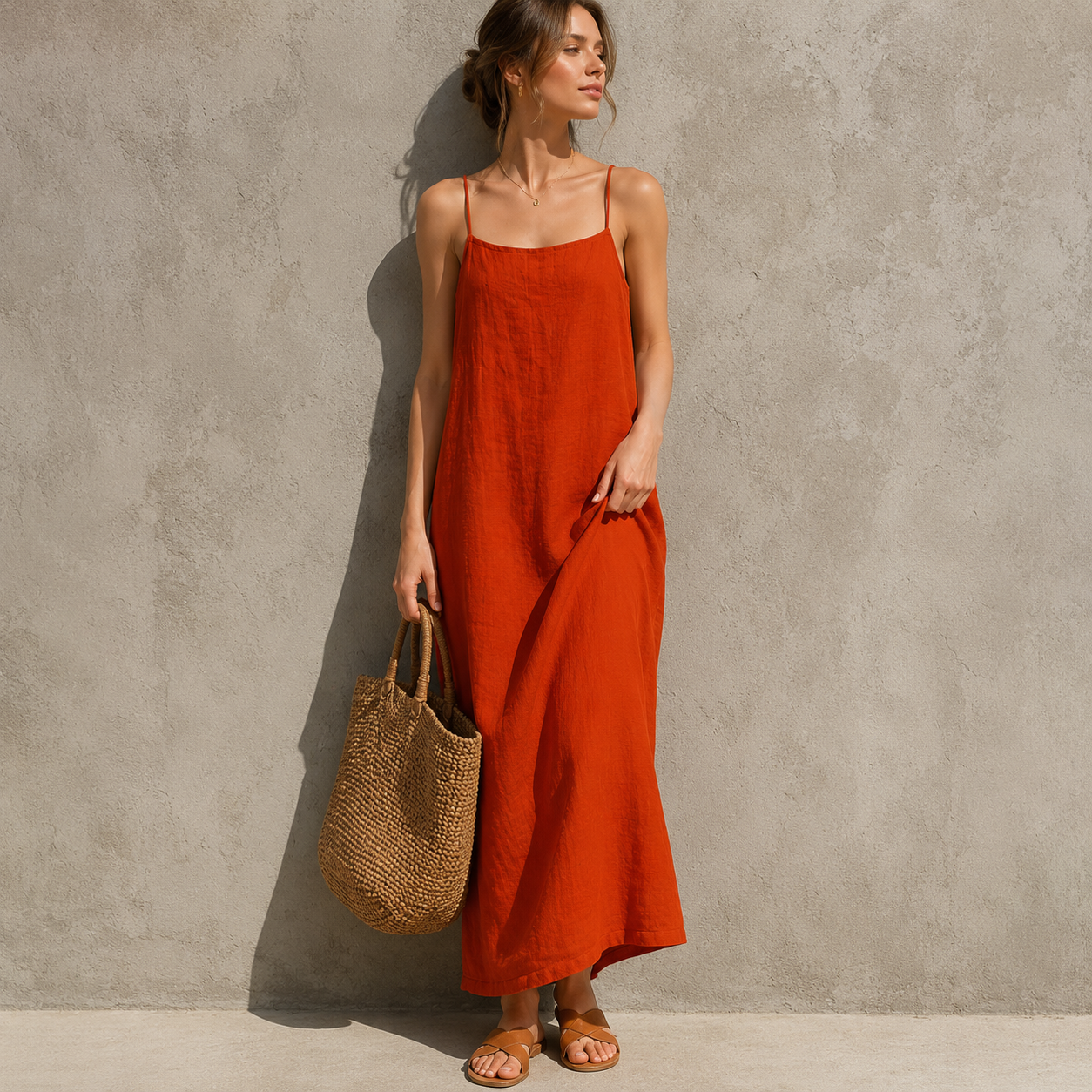 Ivara™ | Maxi Abito in Stile Lino con Copertura per Pancia