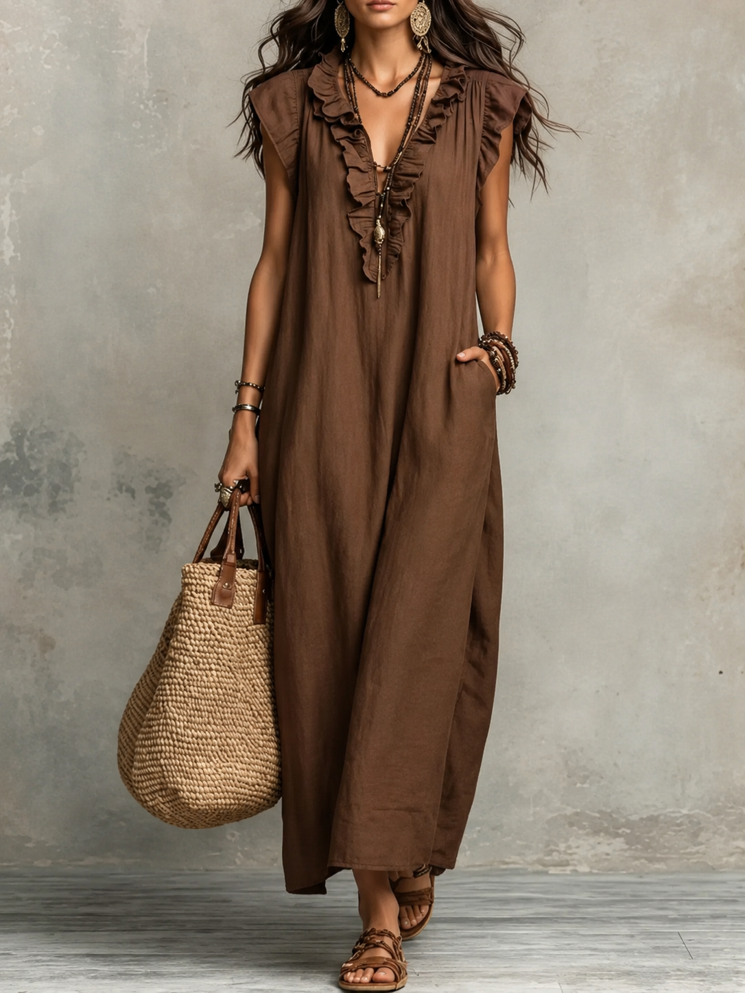 Camélia™ | Maxi Dress Bohemien Camuffante per Pancia