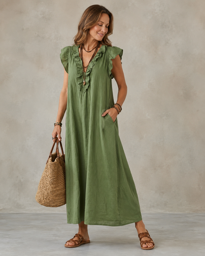 Renata™ | Elegante Abito Camuffa Pancia con Rouches
