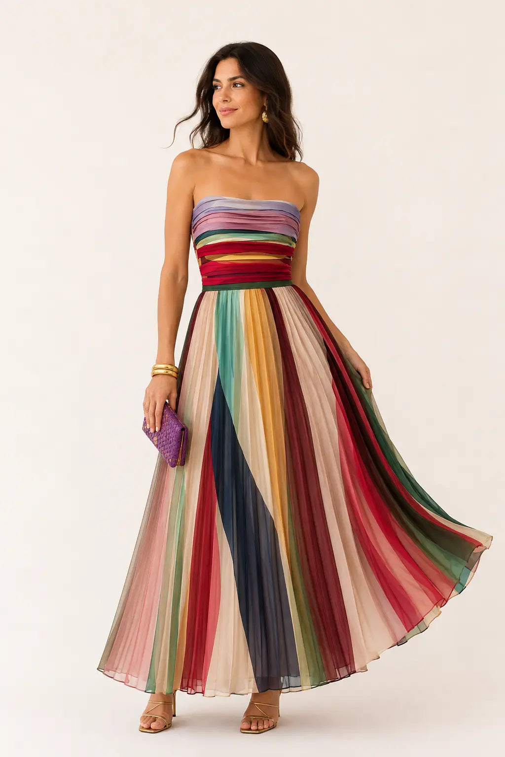 Valeria™ | Abito Maxi Arcobaleno Camuffante per Pancia