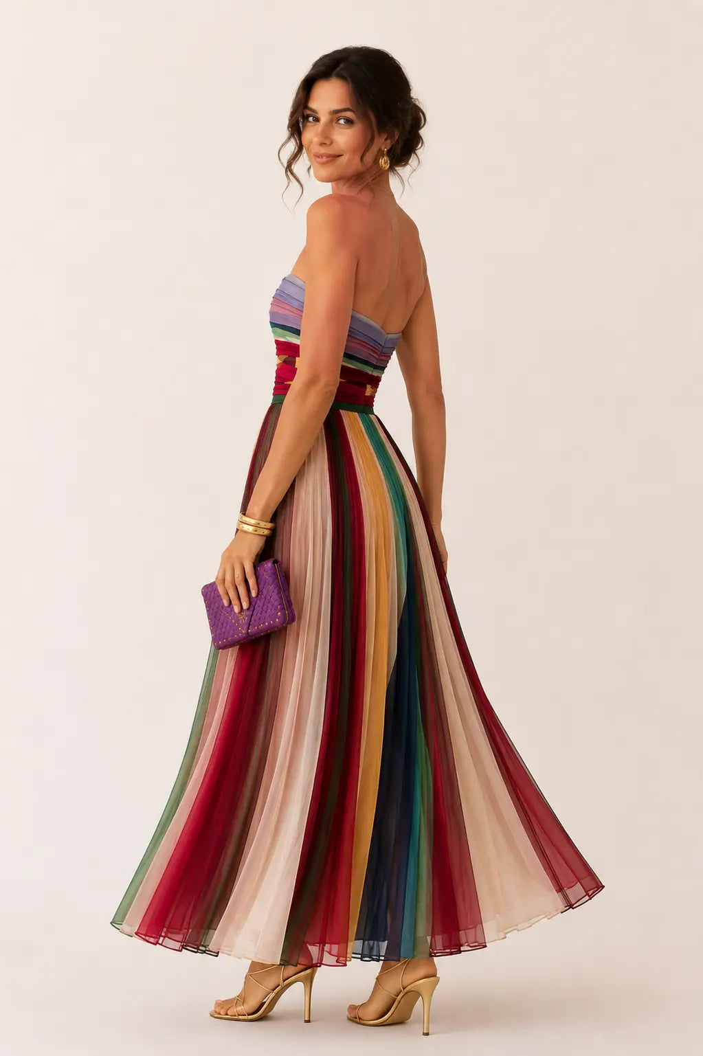 Valeria™ | Abito Maxi Arcobaleno Camuffante per Pancia
