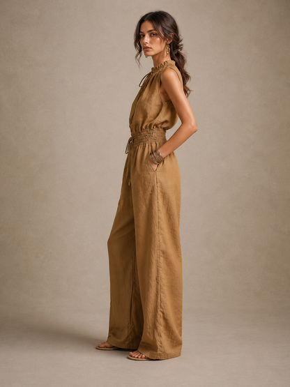 Pauline™ | Tuta in Lino con Collo Halter e Pantaloni Ampi