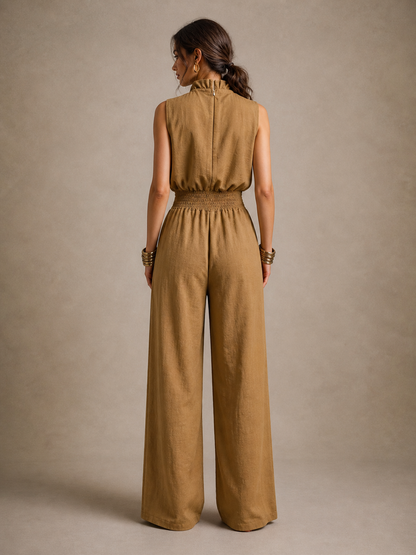 Pauline™ | Tuta in Lino con Collo Halter e Pantaloni Ampi