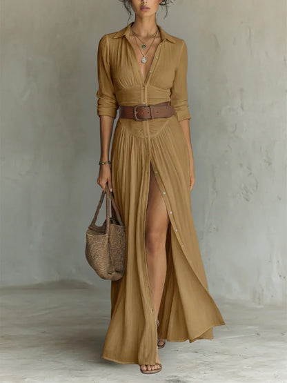Lena™ | Abito Maxi Elegante con Cintura