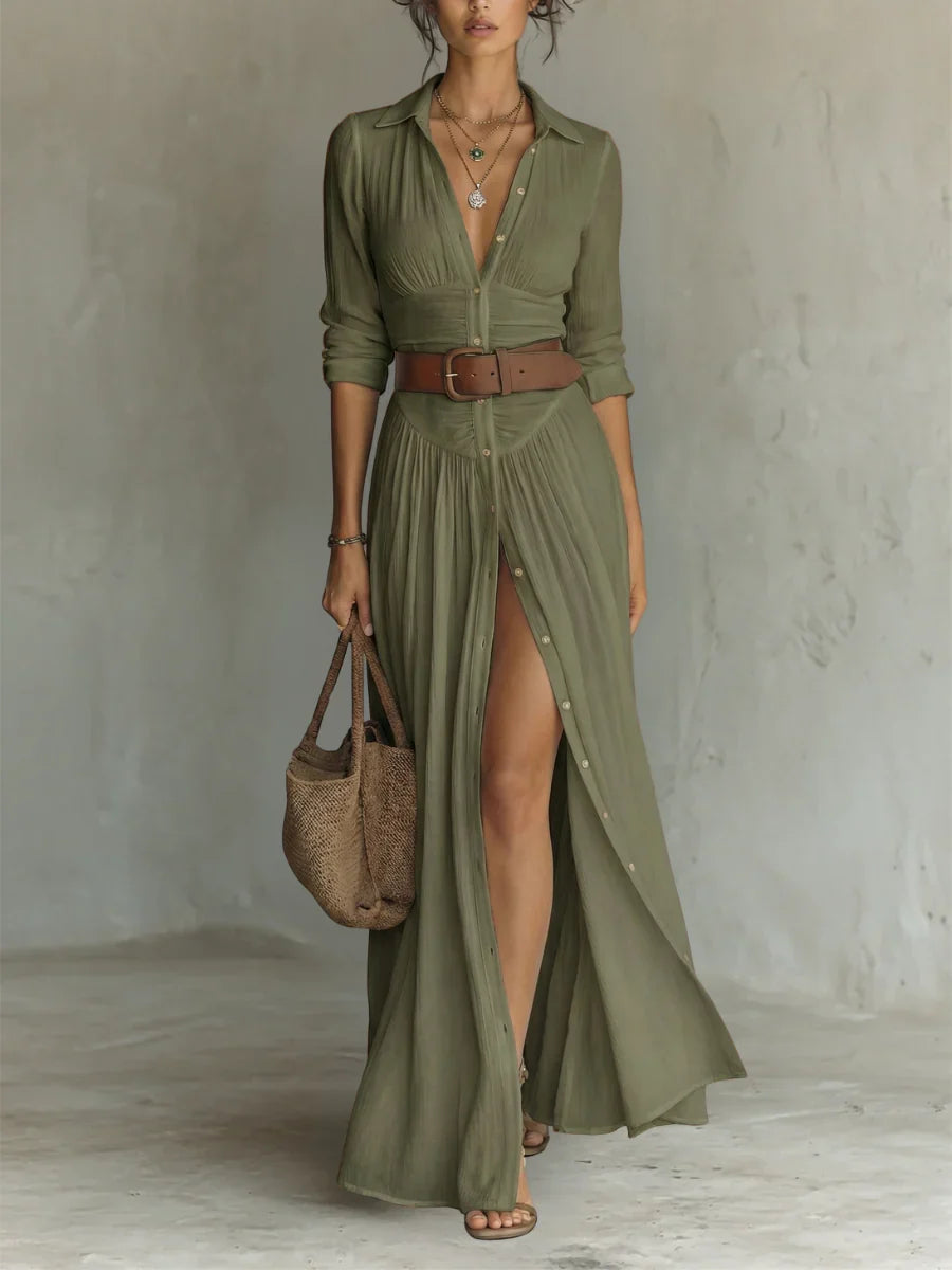Lena™ | Abito Maxi Elegante con Cintura
