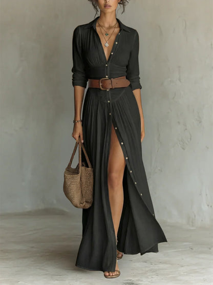Lena™ | Abito Maxi Elegante con Cintura