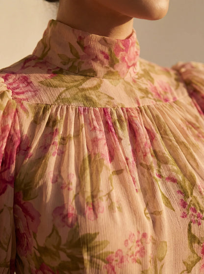 Elira™ | Elegante Abito Maxi con Rouches a Fiori