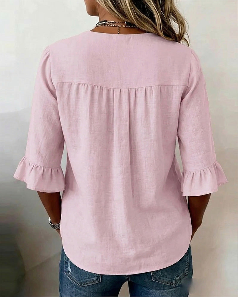 Amelie™ | Blusa Camuffa Pancia con Bottoni