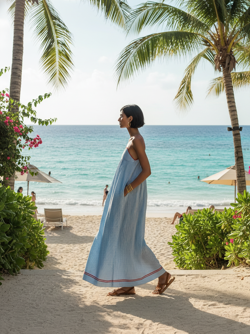 Elina™ | Maxi Abito A Righe Leggero