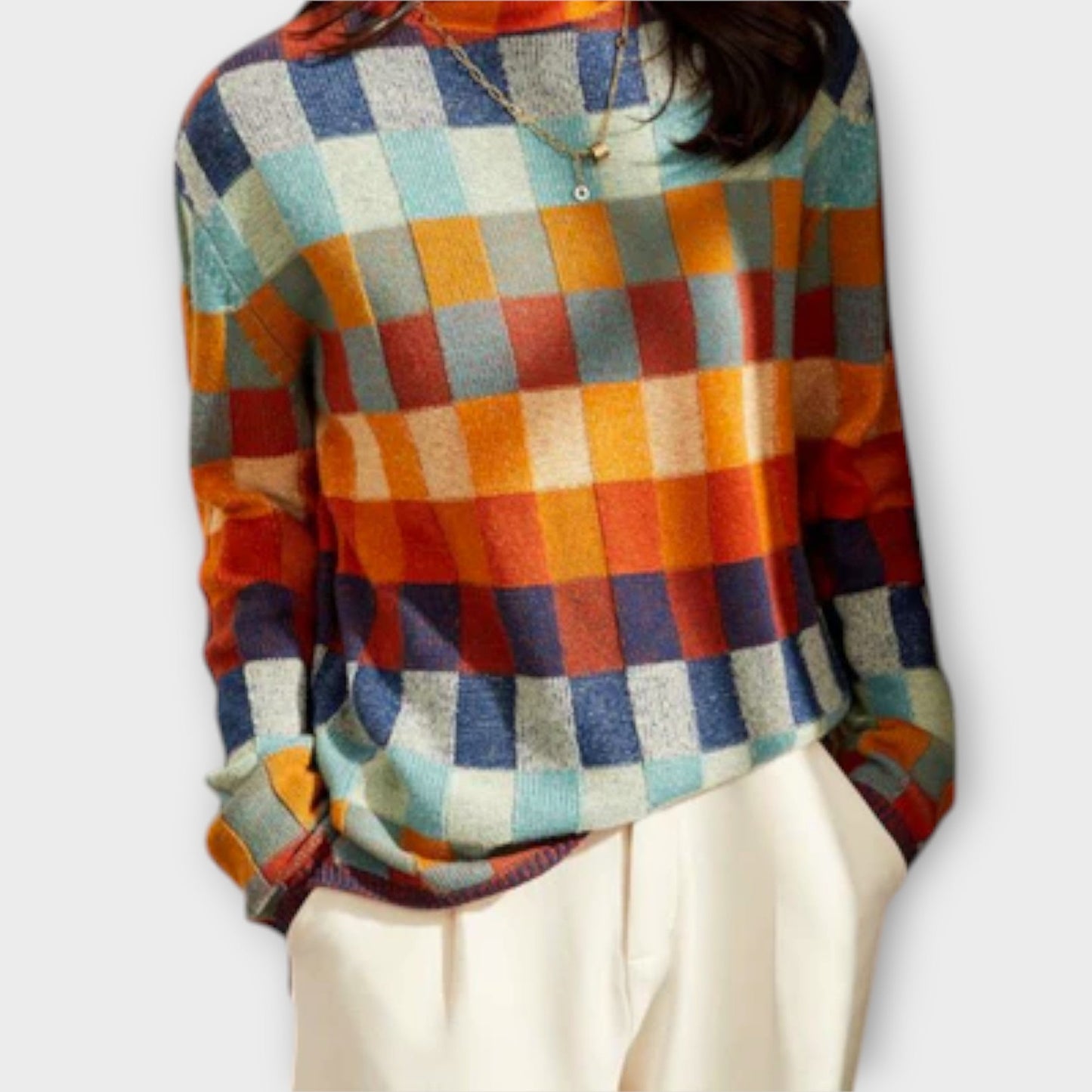 Erika - Maglione a Collo Alto Patchwork