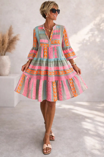 Tarae™ | Abito midi con motivo geometrico elegante
