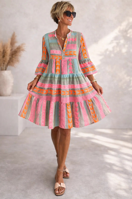 Tarae™ | Abito midi con motivo geometrico elegante