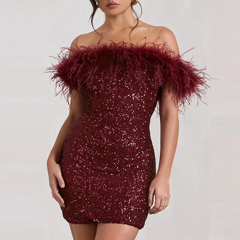 Rinna™ | Abito scintillante off-shoulder elegante