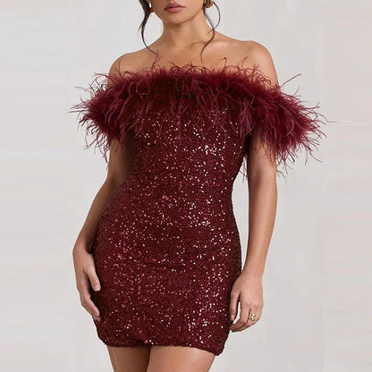 Rinna™ | Abito scintillante off-shoulder elegante