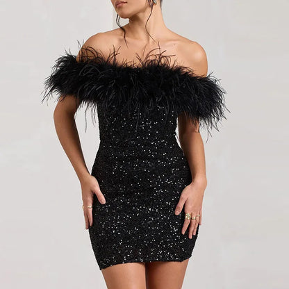 Rinna™ | Abito scintillante off-shoulder elegante
