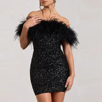 Rinna™ | Abito scintillante off-shoulder elegante