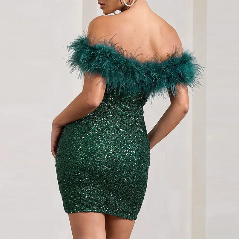 Rinna™ | Abito scintillante off-shoulder elegante
